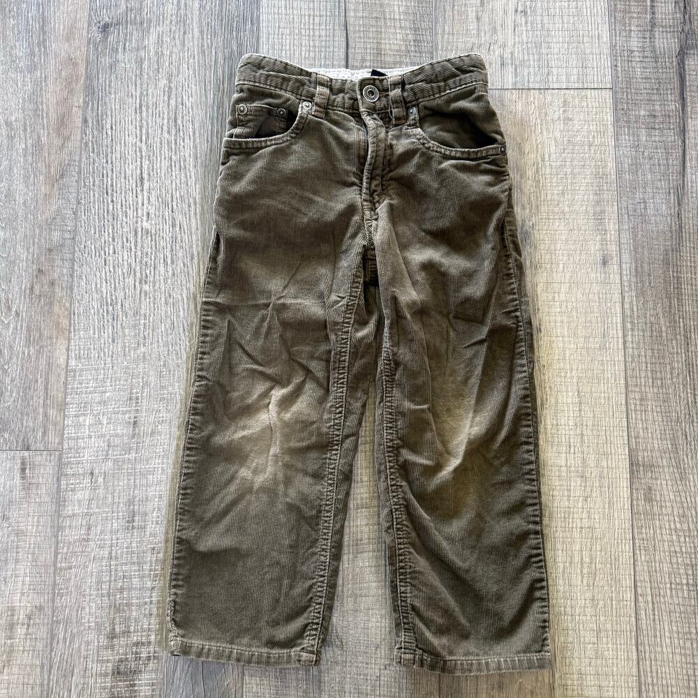 VTG 90s Y2K Gap Olive Green Corduroy Pants Toddler Boys Kids 4T Baggy Carpenter